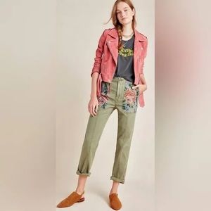 ANTHROPOLOGIE RELAXED FIT LINEN /CROSS STITCH TROUSERS SIZE 27